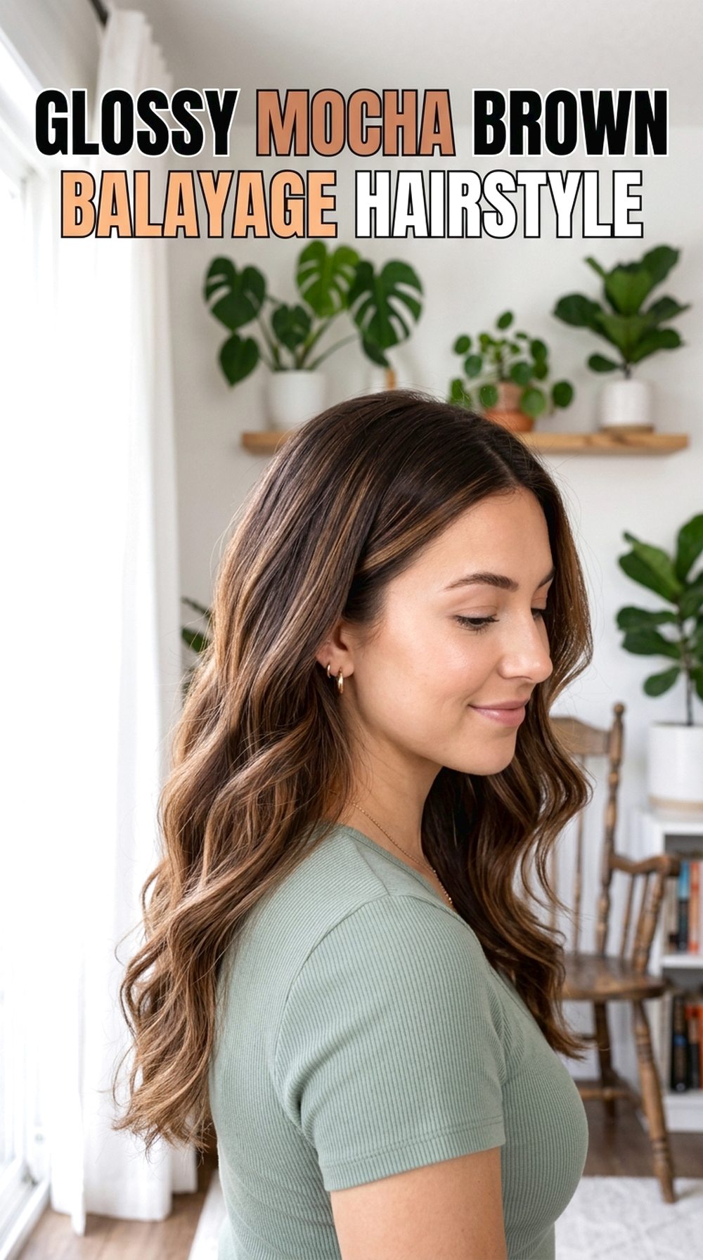 Glossy Mocha Brown Balayage