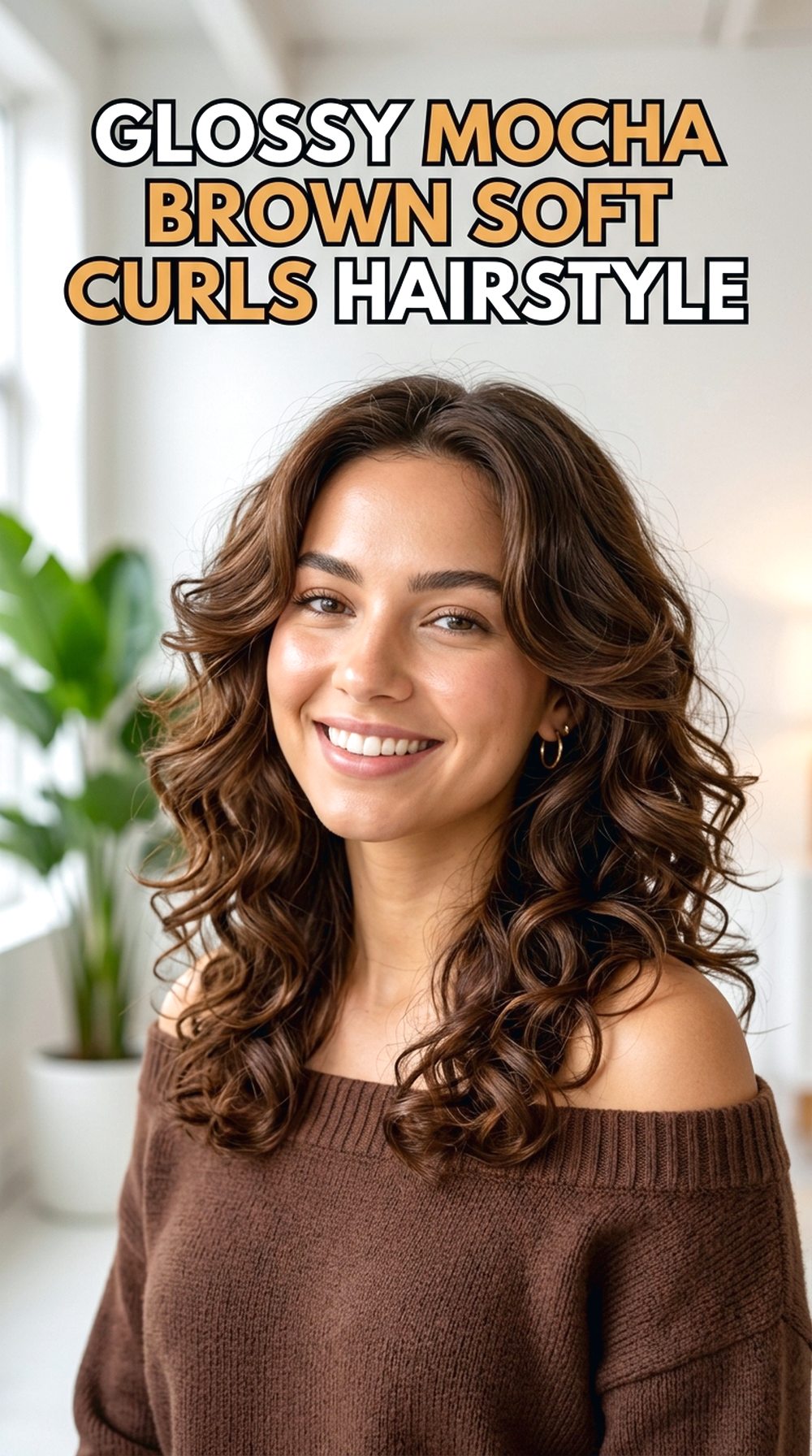 Glossy Mocha Brown Soft Curls
