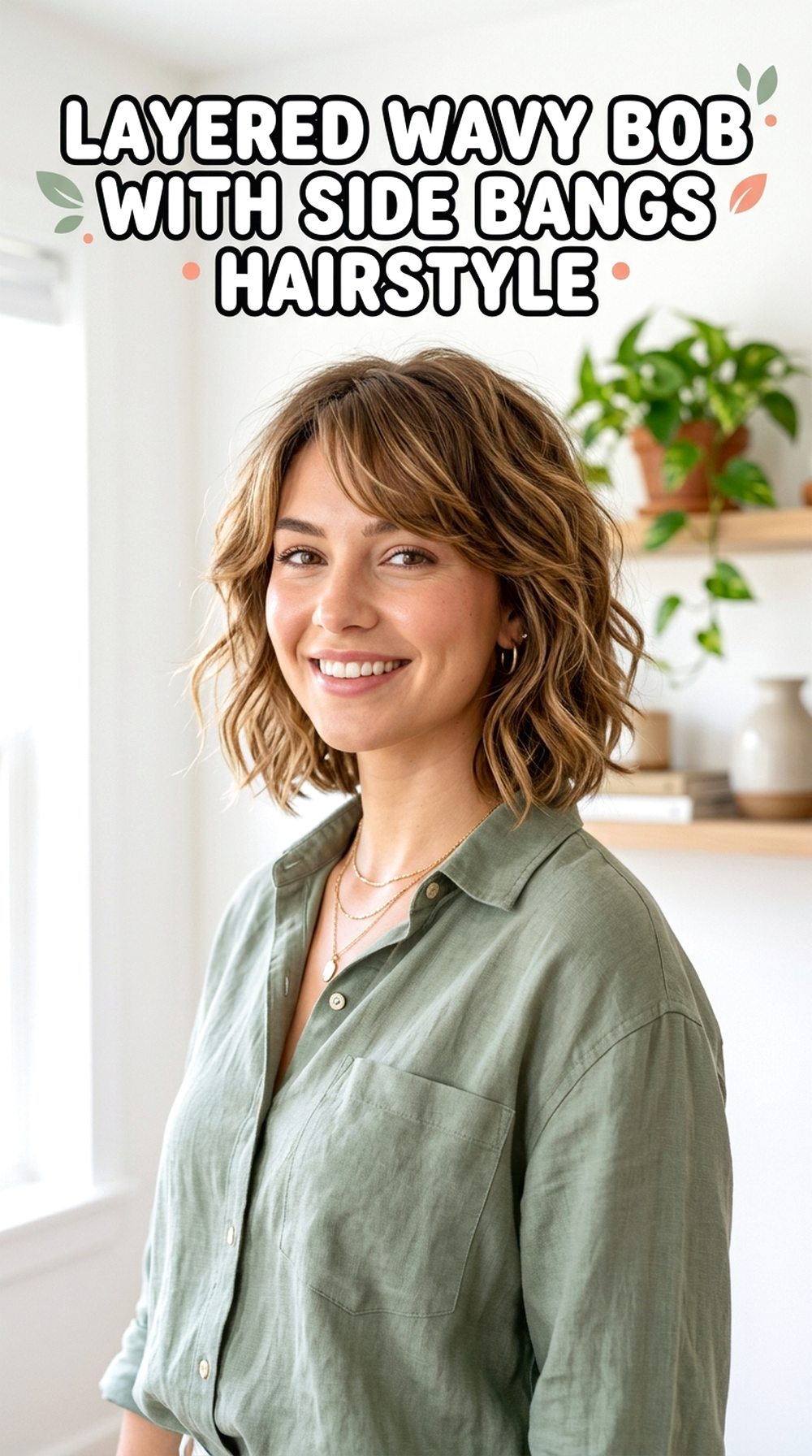 Layered Wavy Bob With Side Bangs