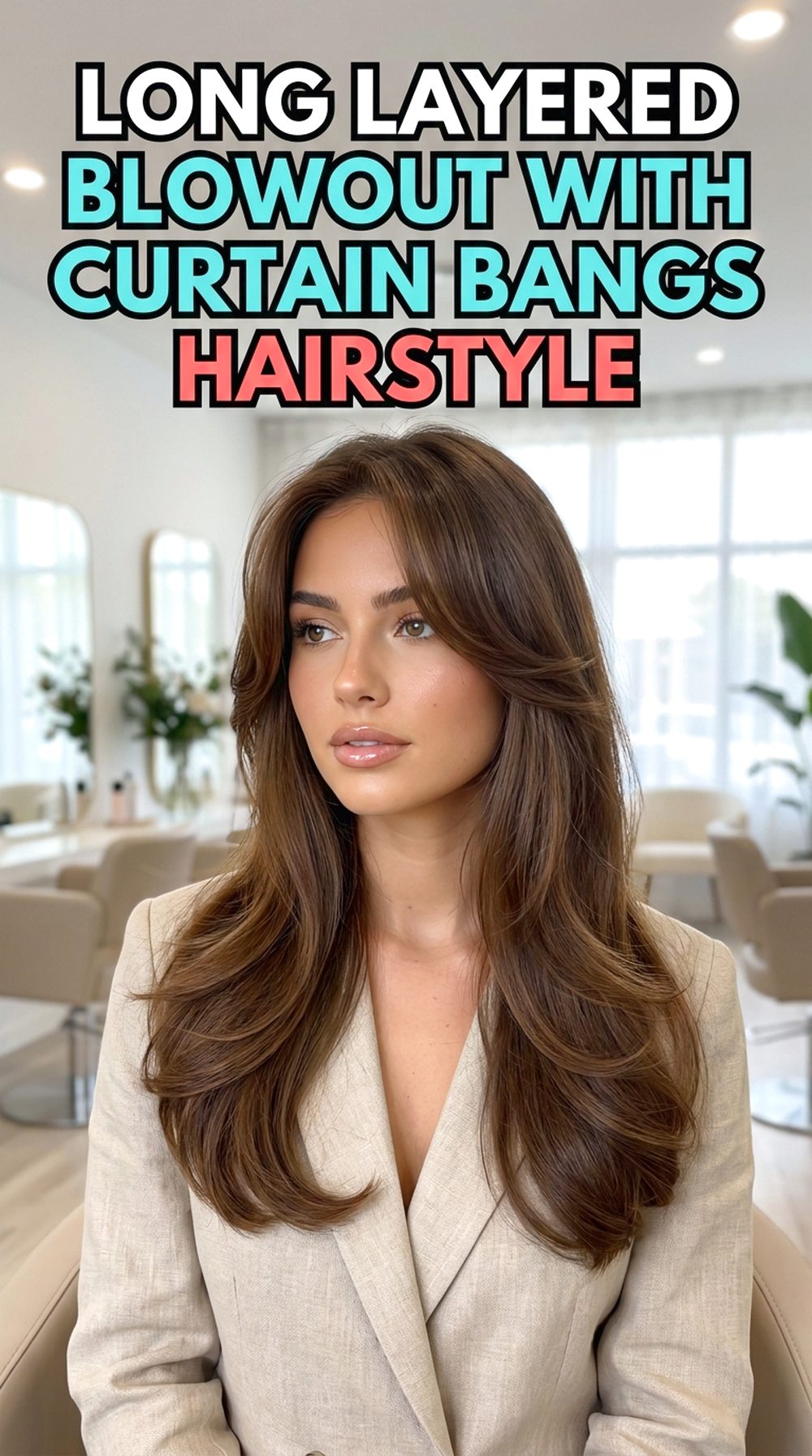 Long Layered Blowout With Curtain Bangs