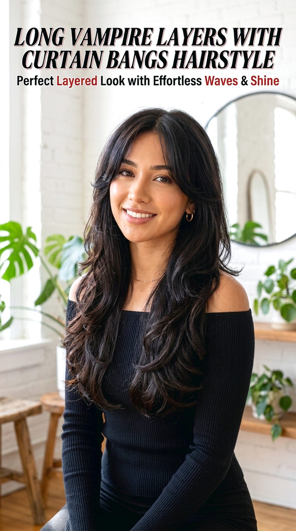 Long Vampire Layers With Curtain Bangs