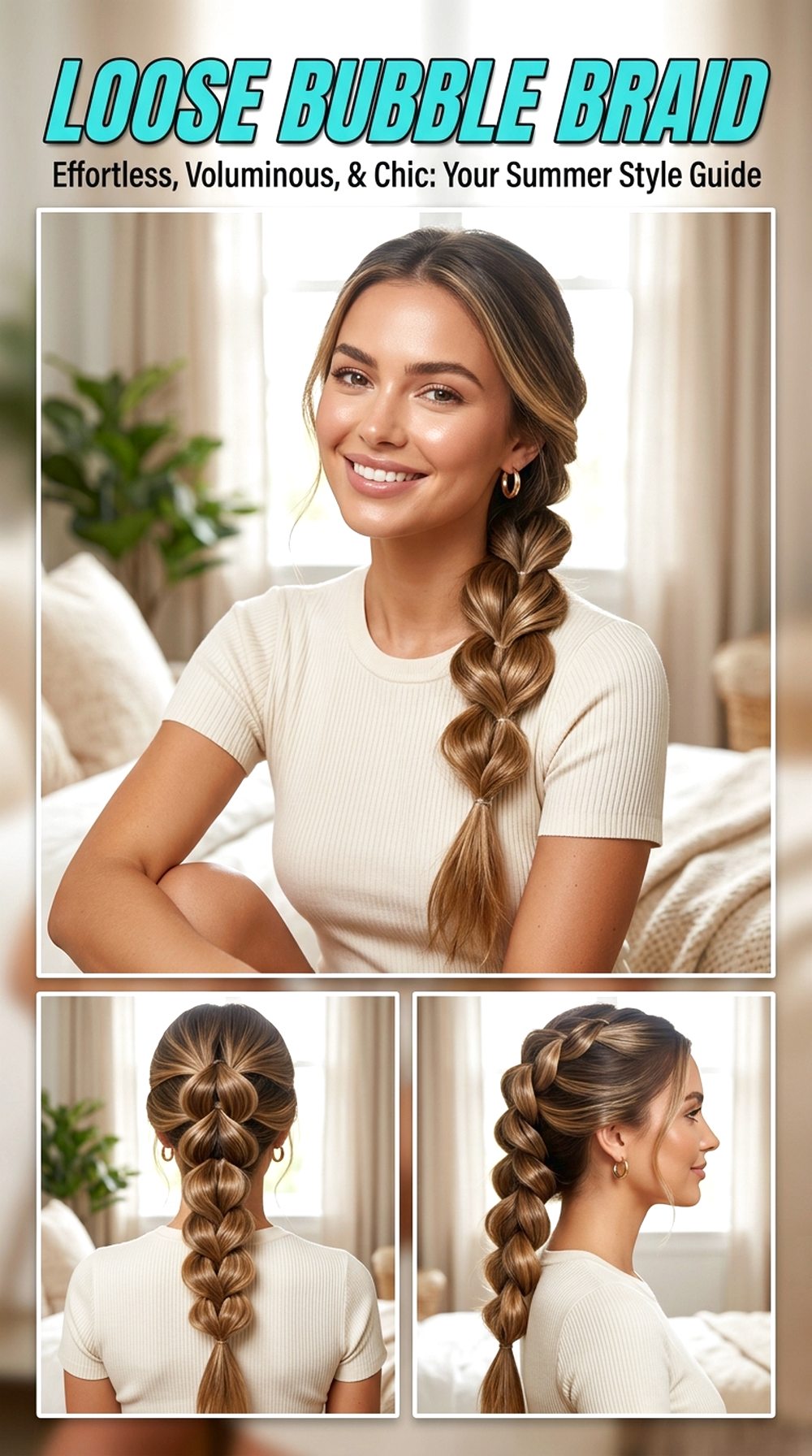Loose Bubble Braid Hairstyle