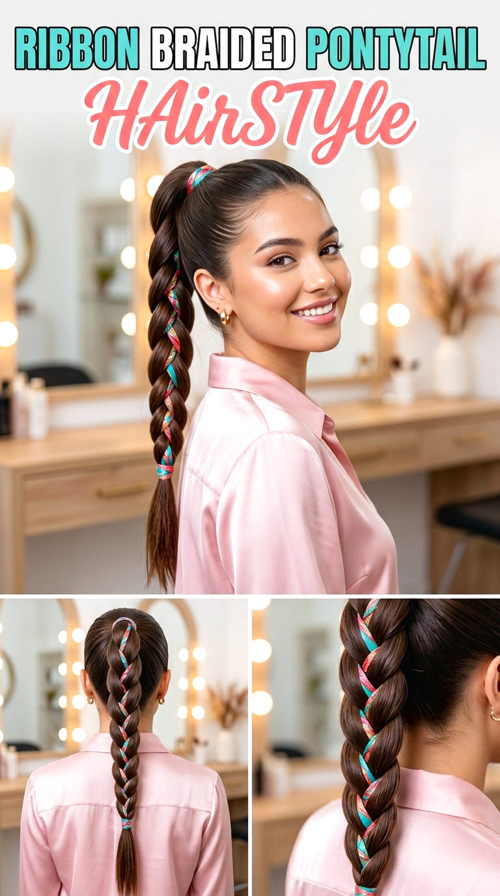 Ribbon Braided Ponytail