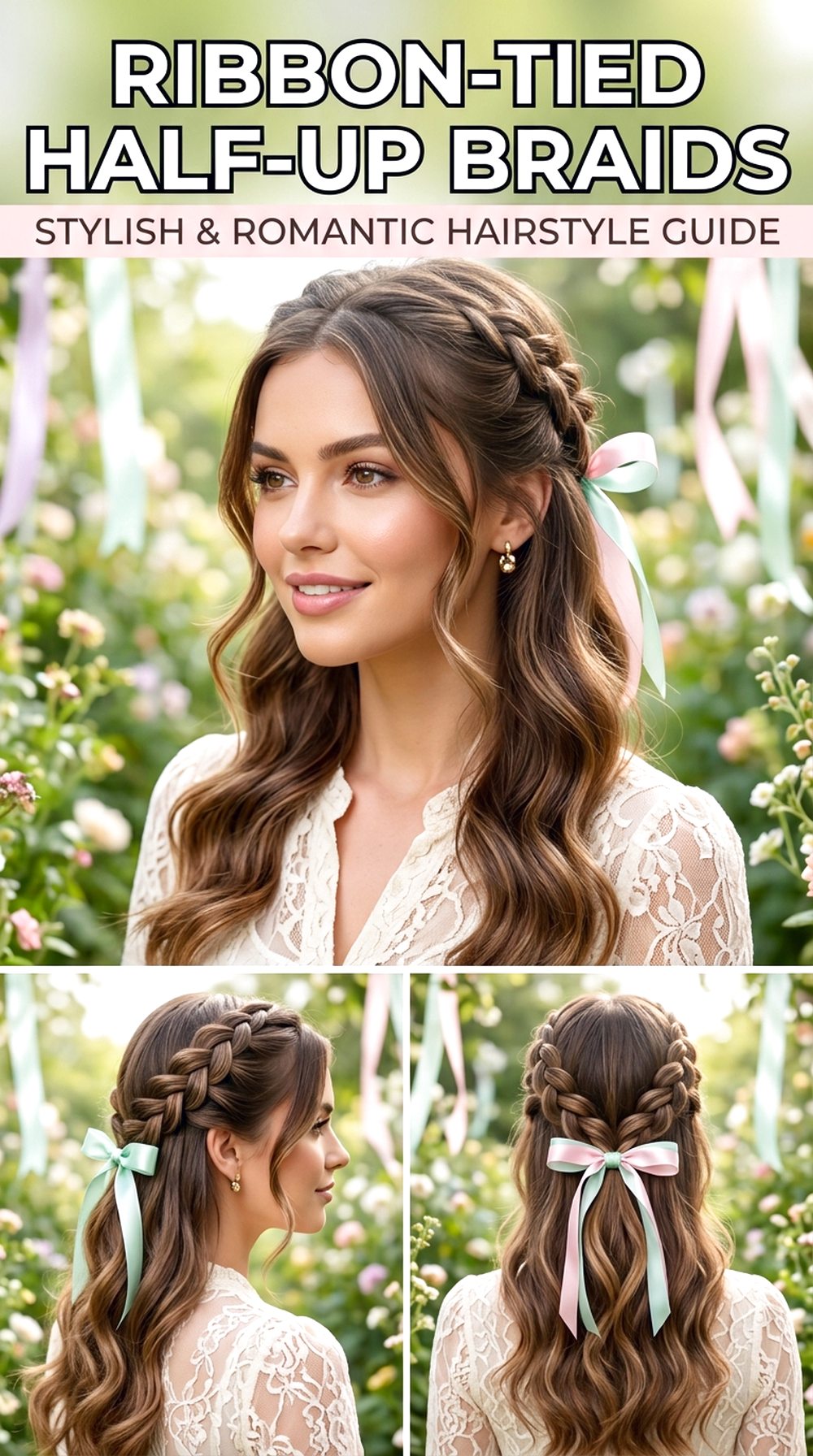Ribbon-Tied Half-Up Braids