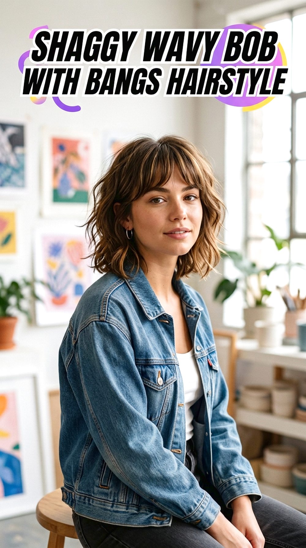 Shaggy Wavy Bob With Bangs