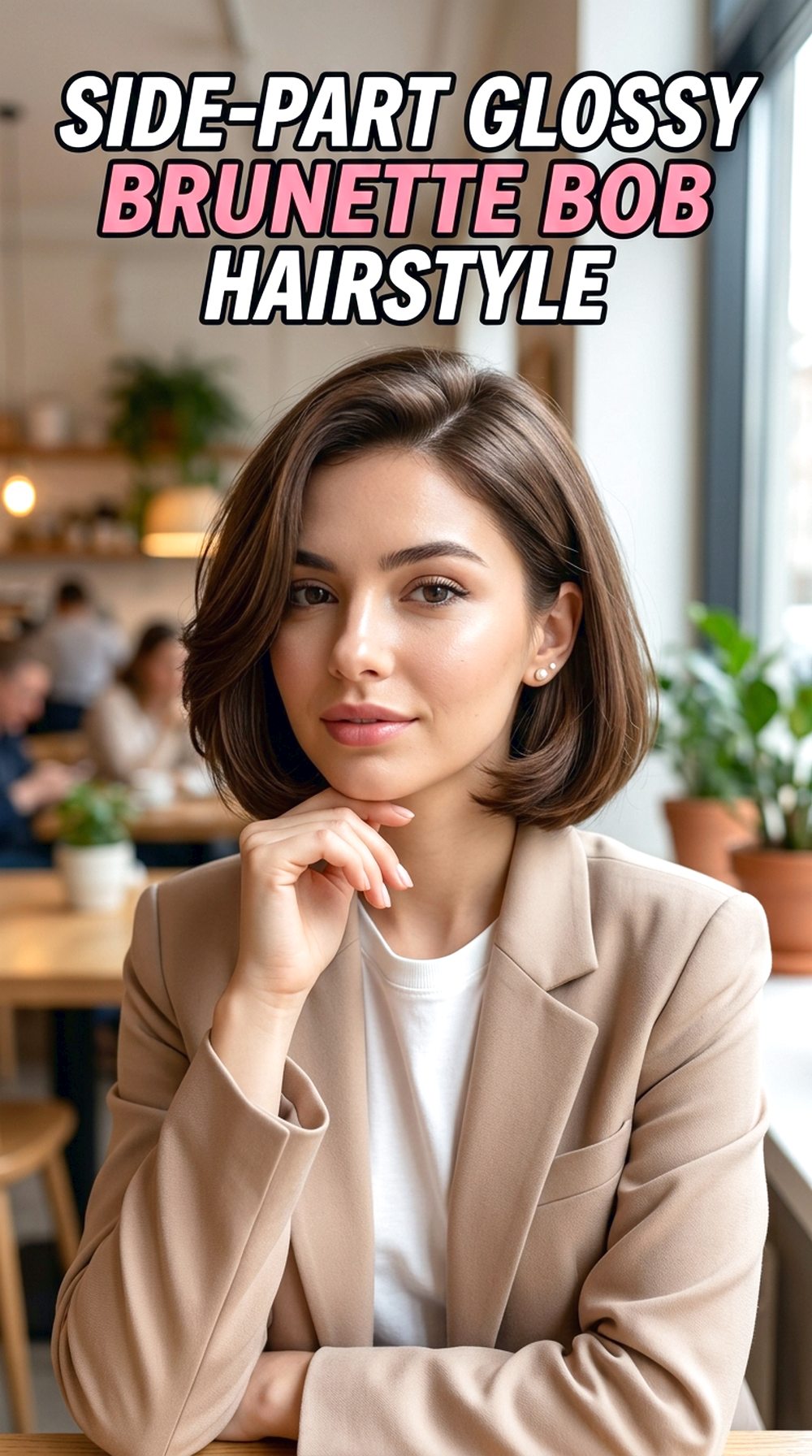 Side-Part Glossy Brunette Bob