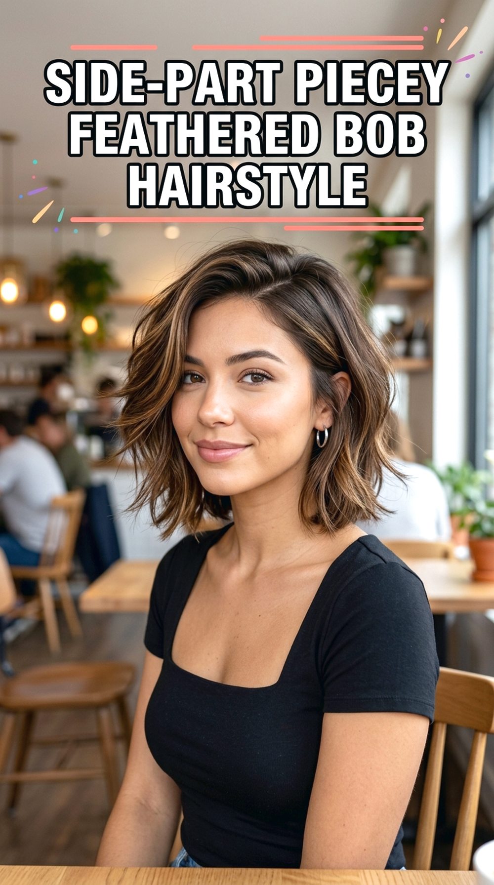 Side-Part Piecey Feathered Bob