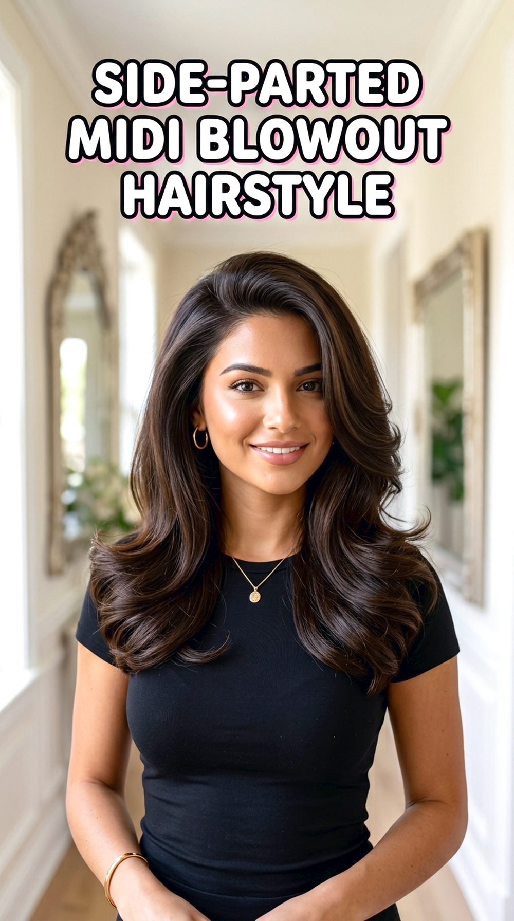 Side-Parted Midi Blowout