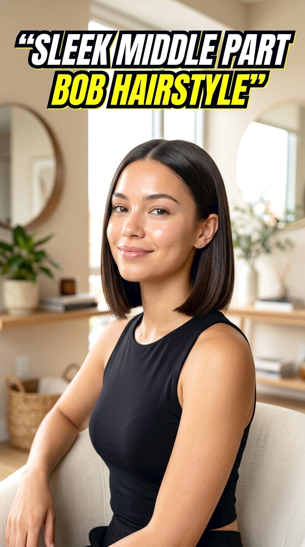Sleek Middle Part Bob