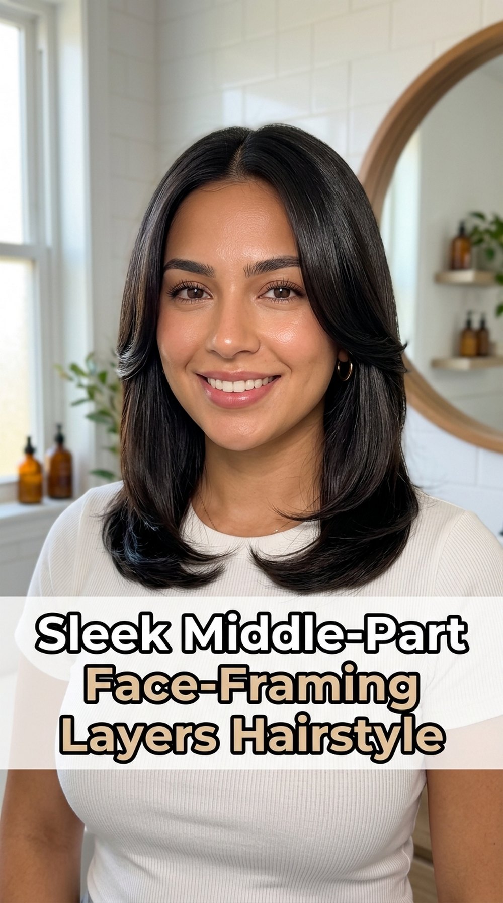 Sleek Middle-Part Face-Framing Layers Hairstyle