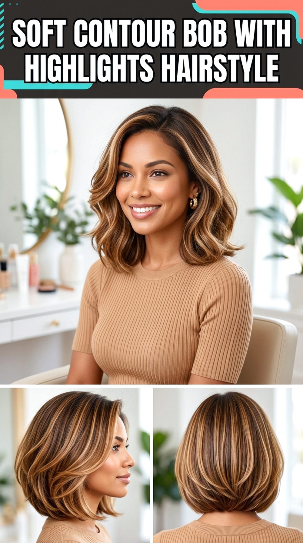 Soft Contour Bob With Highlights