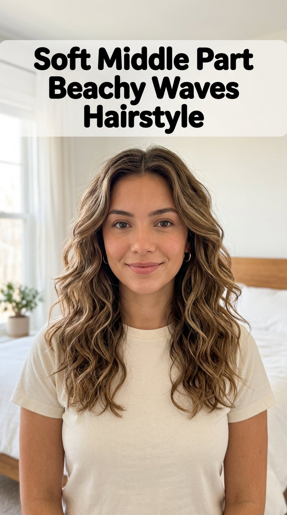 Soft Middle Part Beachy Waves Hairstyle