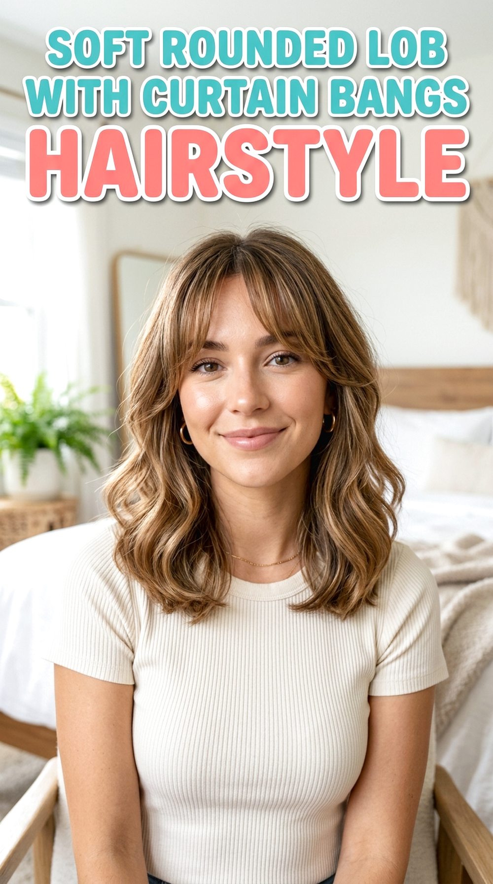Soft Rounded Lob With Curtain Bangs