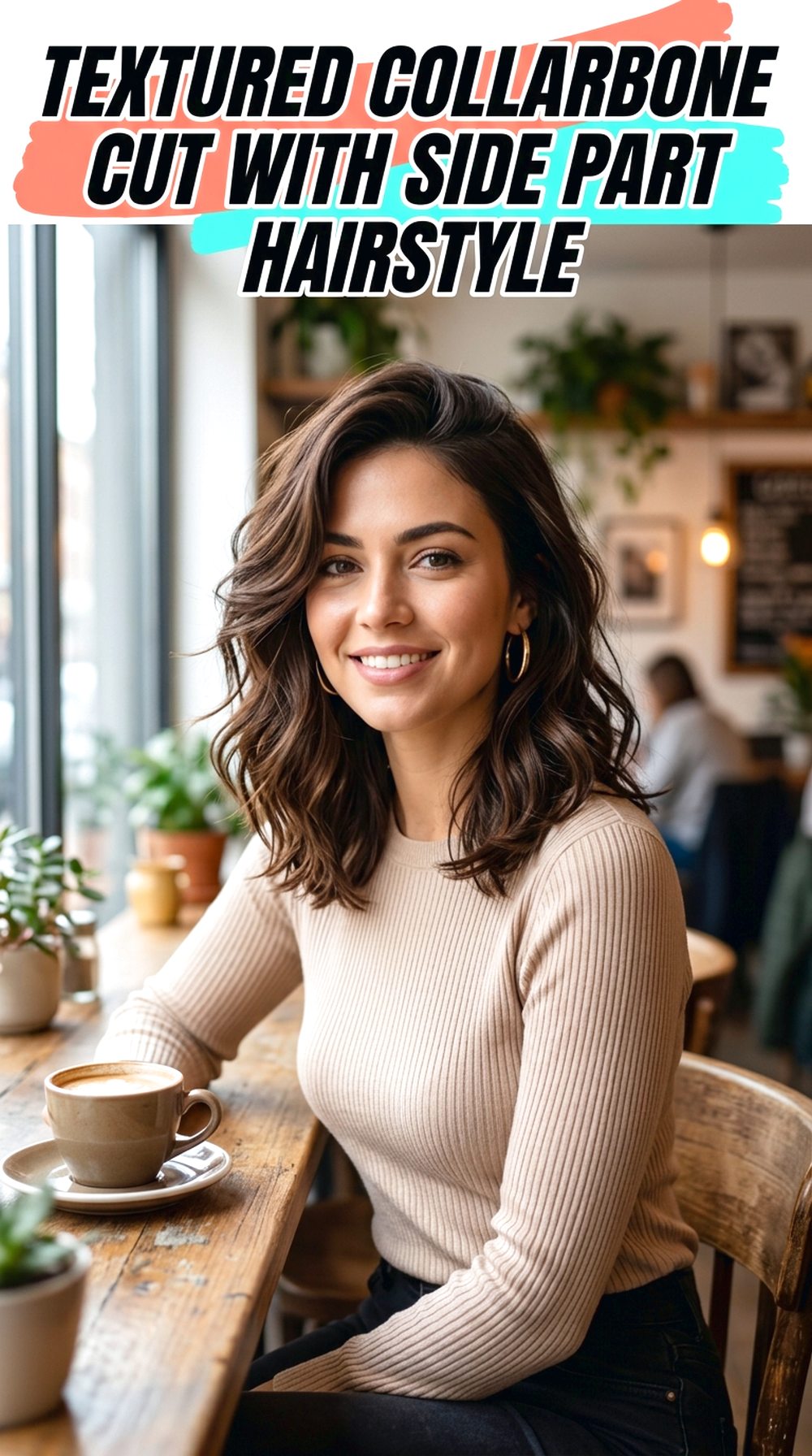 Textured Collarbone Cut With Side Part