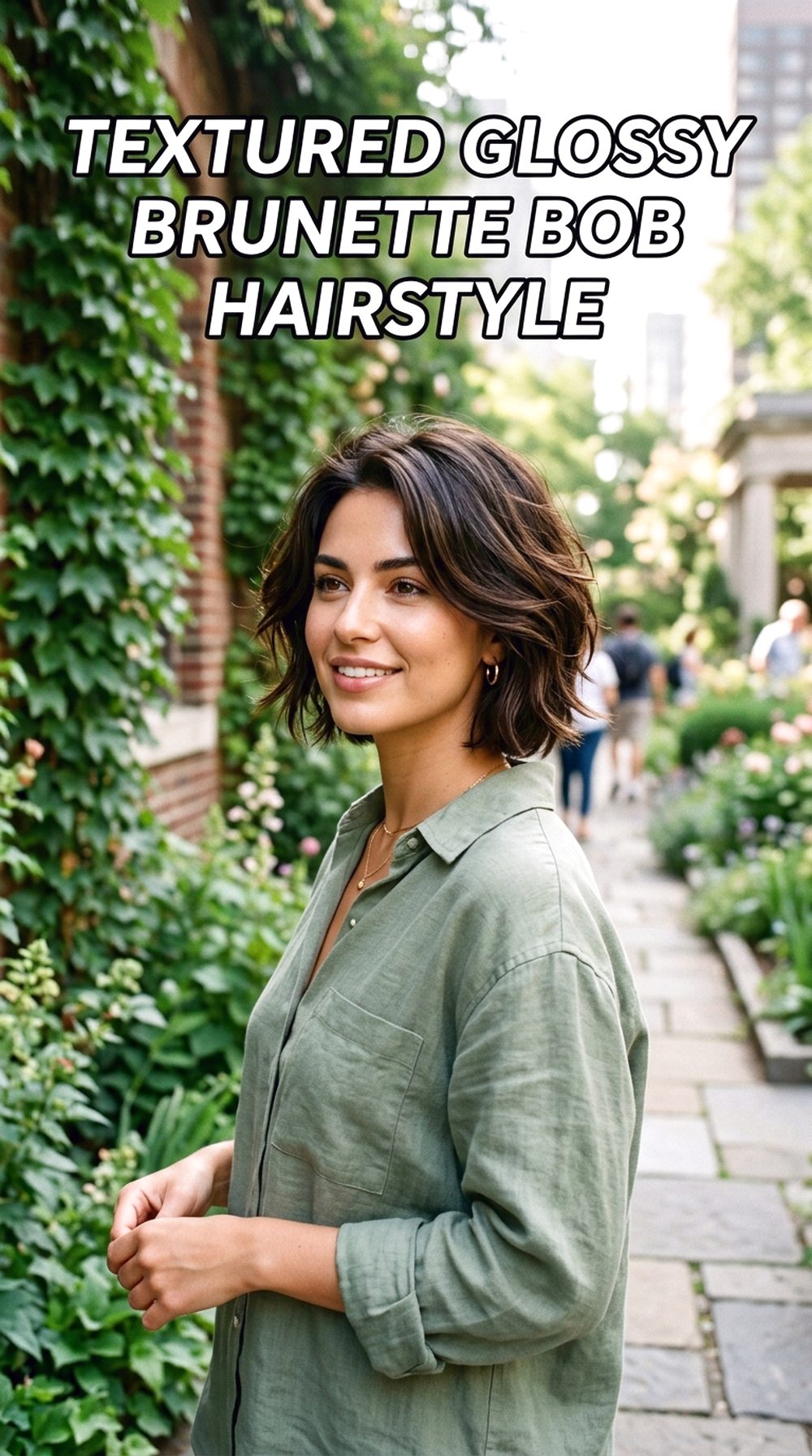Textured Glossy Brunette Bob