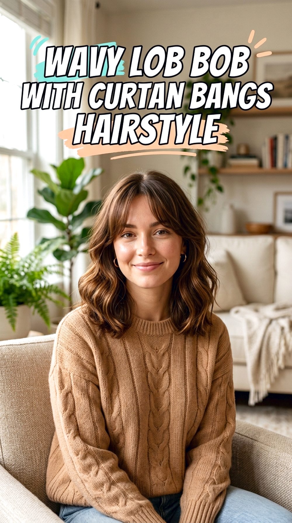 Wavy Lob Bob With Curtain Bangs