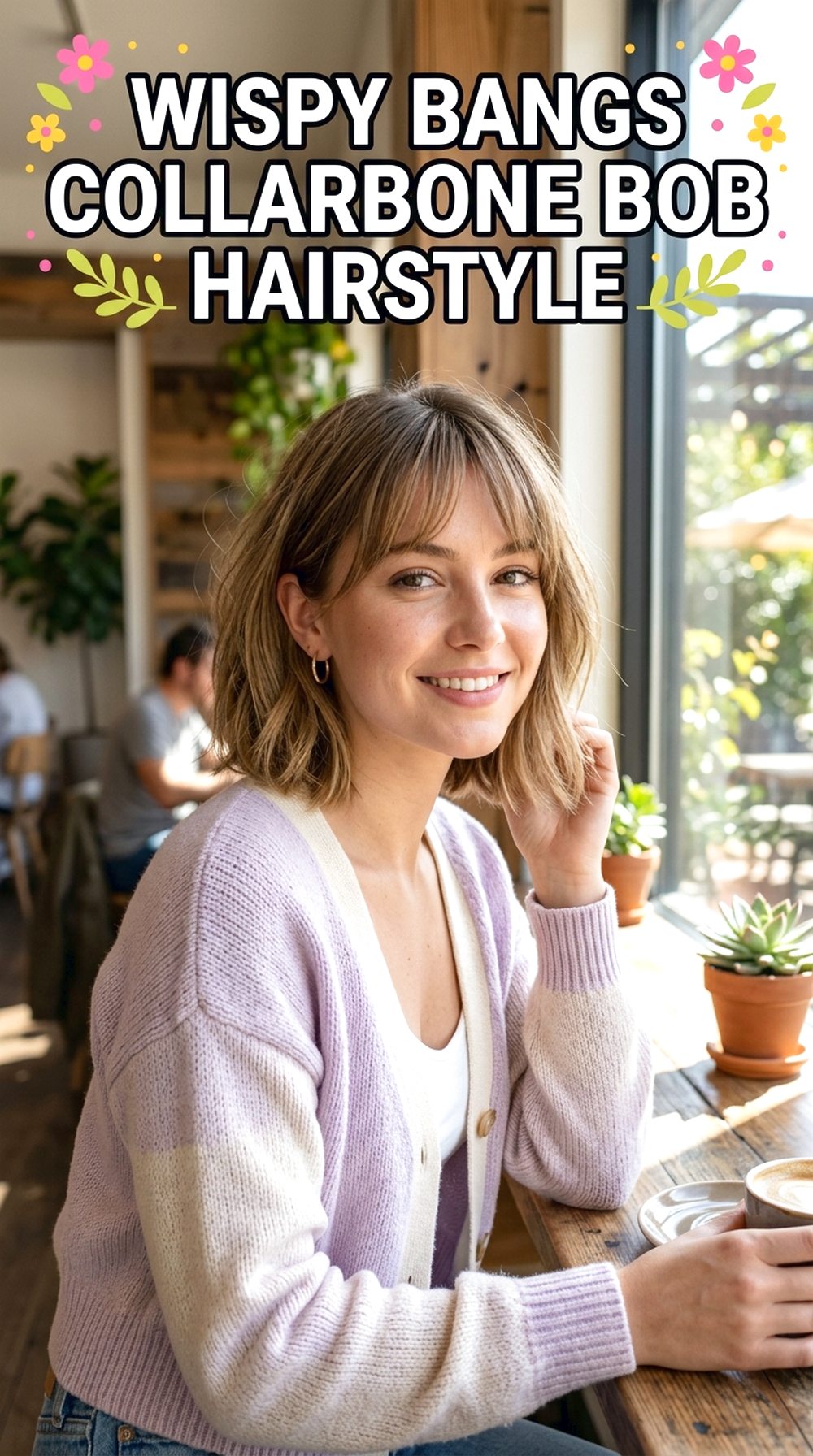 Wispy Bangs Collarbone Bob