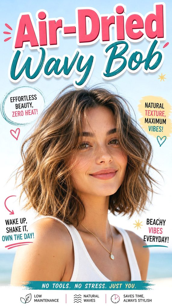 Air-Dried Wavy Bob