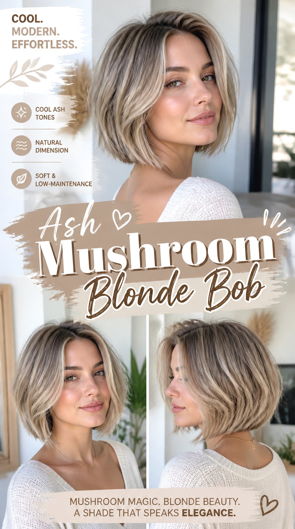 Ash Mushroom Blonde Bob