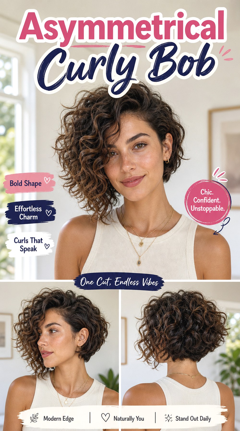 Asymmetrical Curly Bob