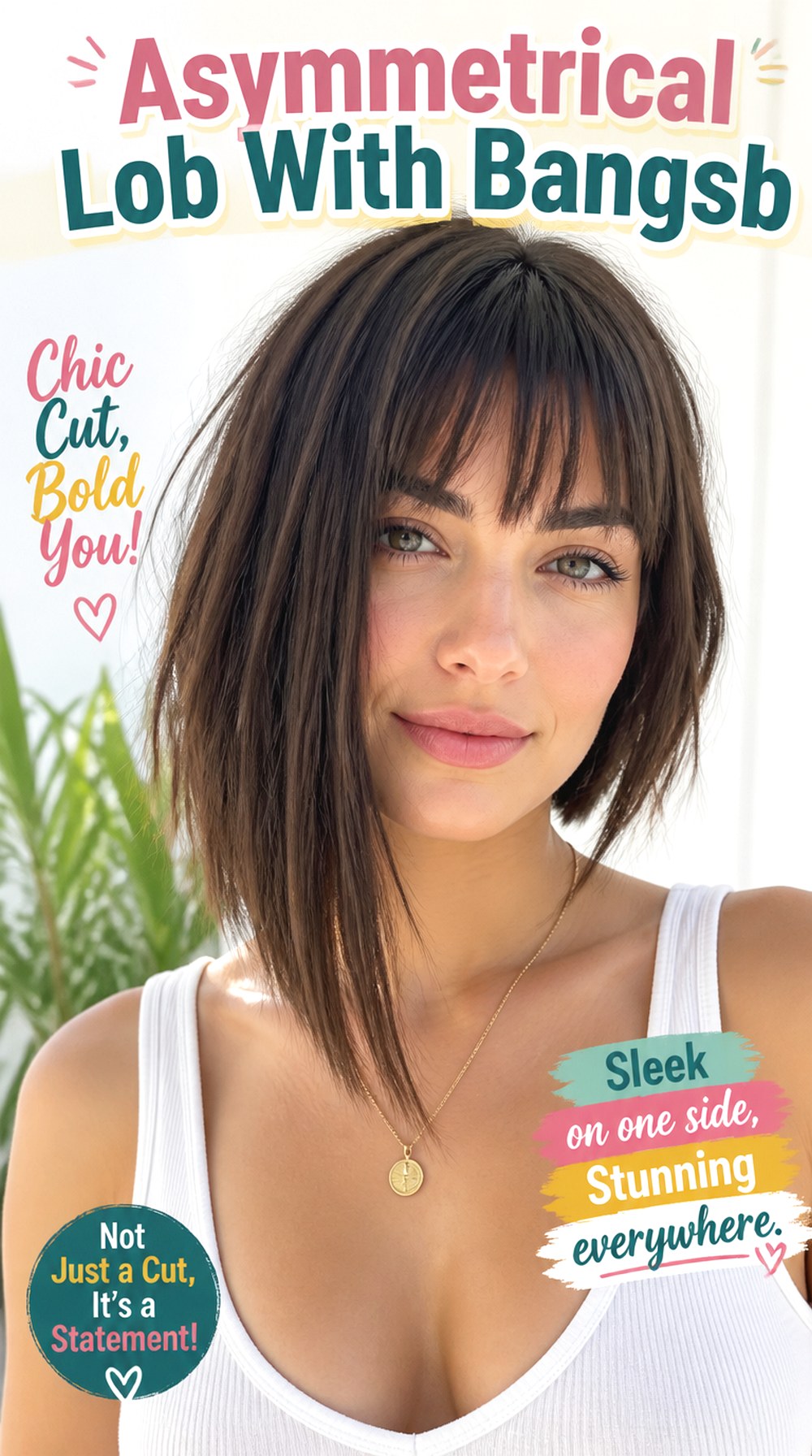 Asymmetrical Lob With Bangs