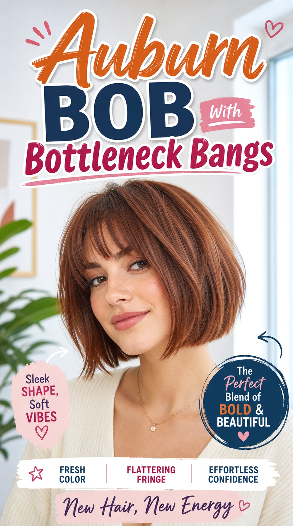 Auburn Bob With Bottleneck Bangs