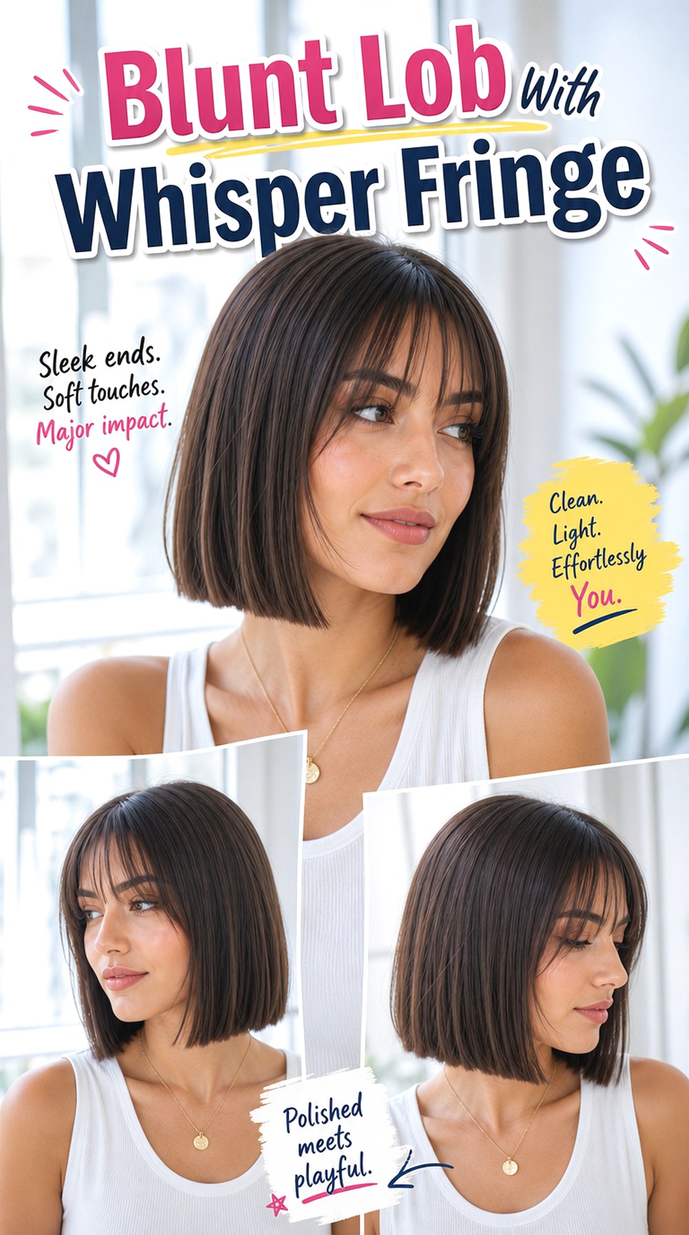 Blunt Lob With Whisper Fringe
