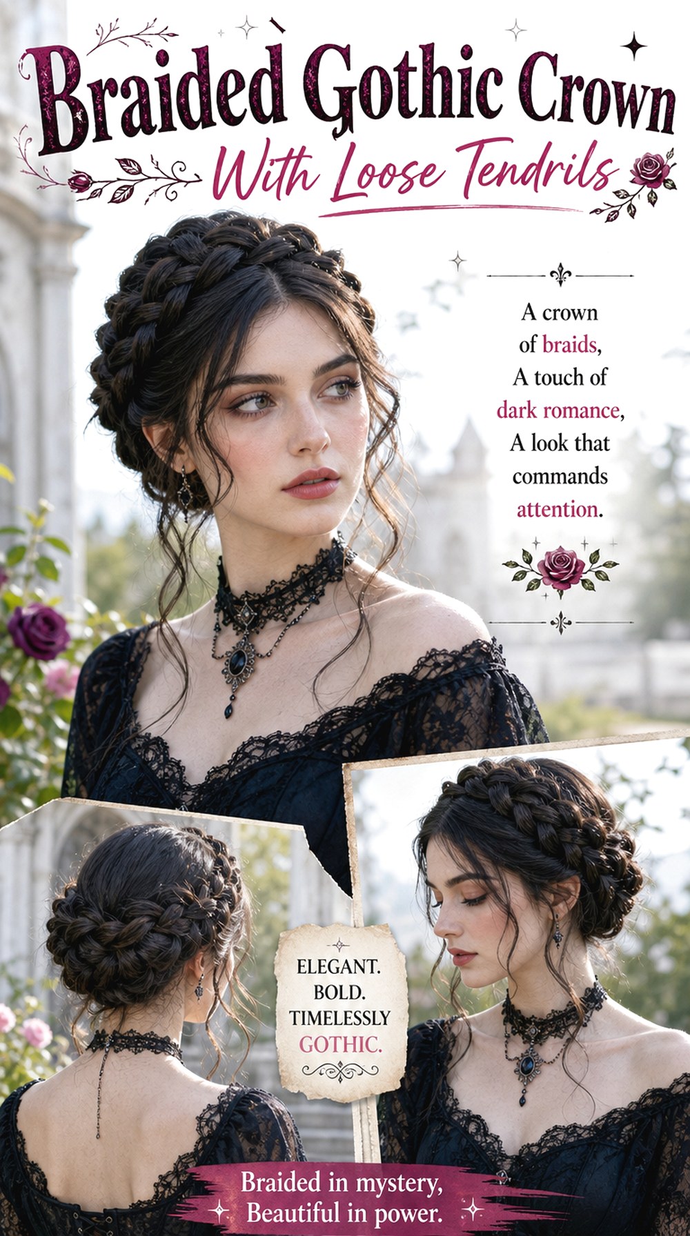 Braided Gothic Crown With Loose Tendrils