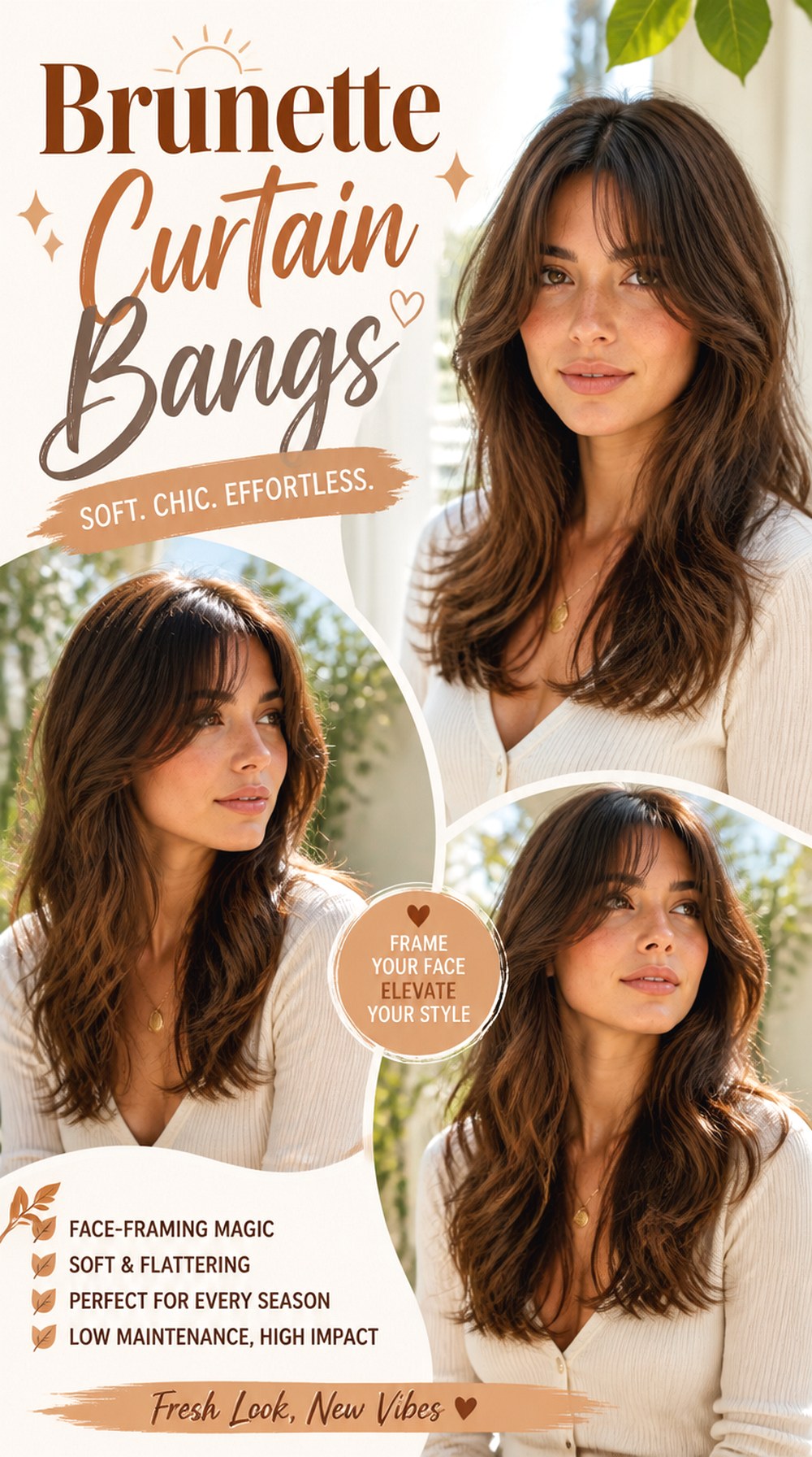 Brunette Curtain Bangs