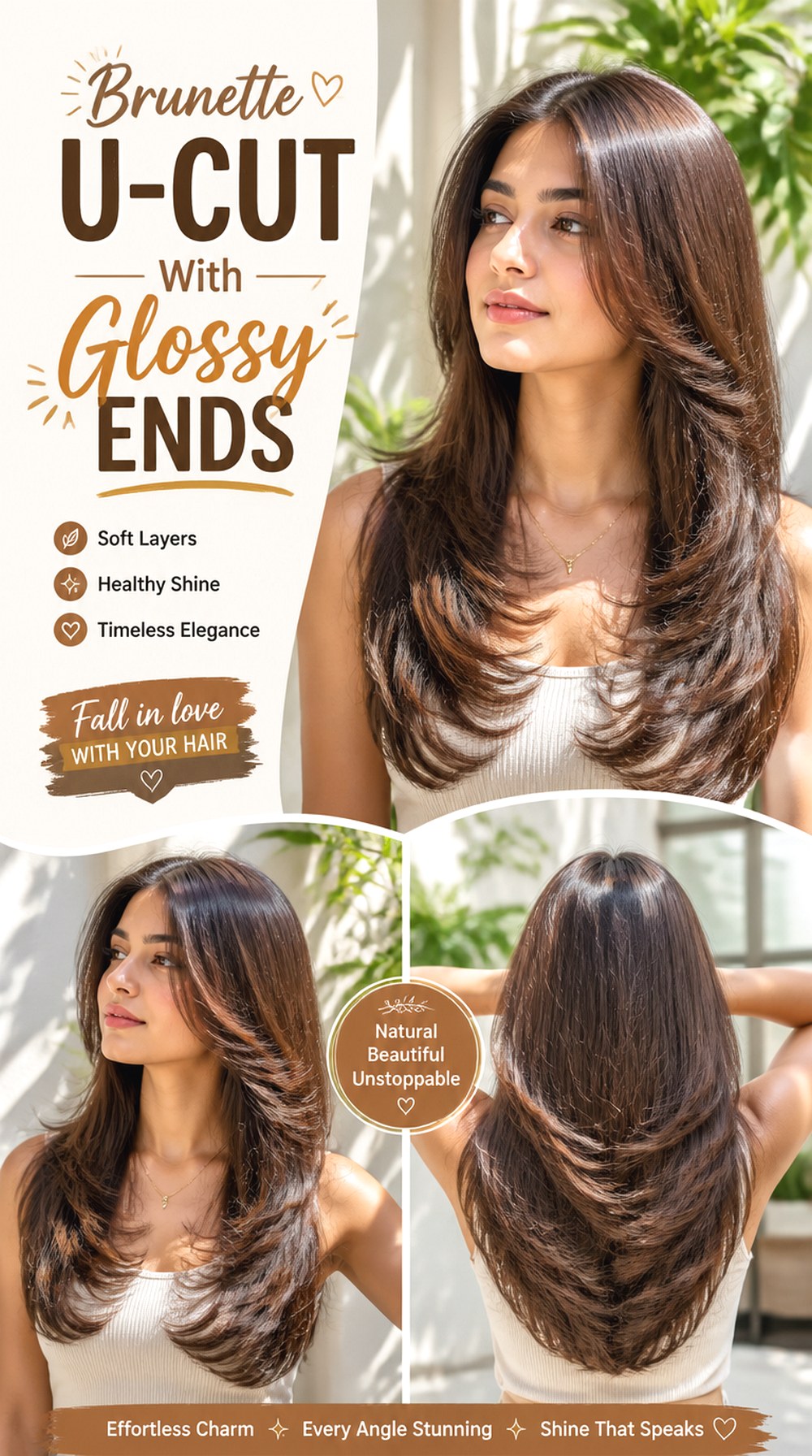 Brunette U-Cut With Glossy Ends