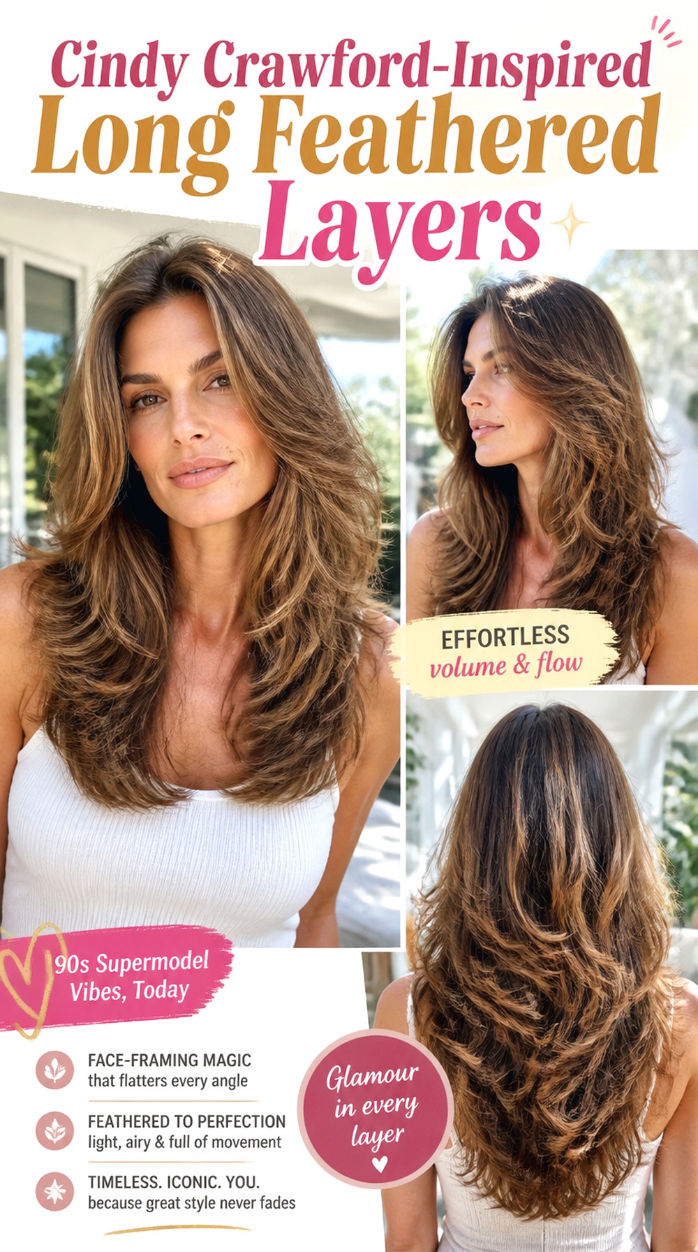 Cindy Crawford-Inspired Long Feathered Layers