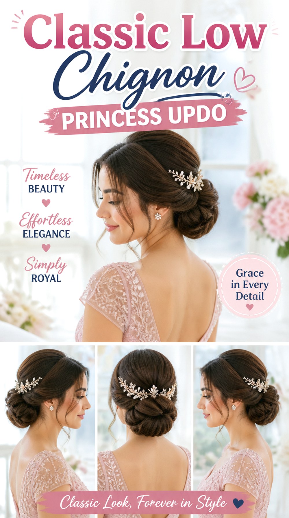 Classic Low Chignon Princess Updo