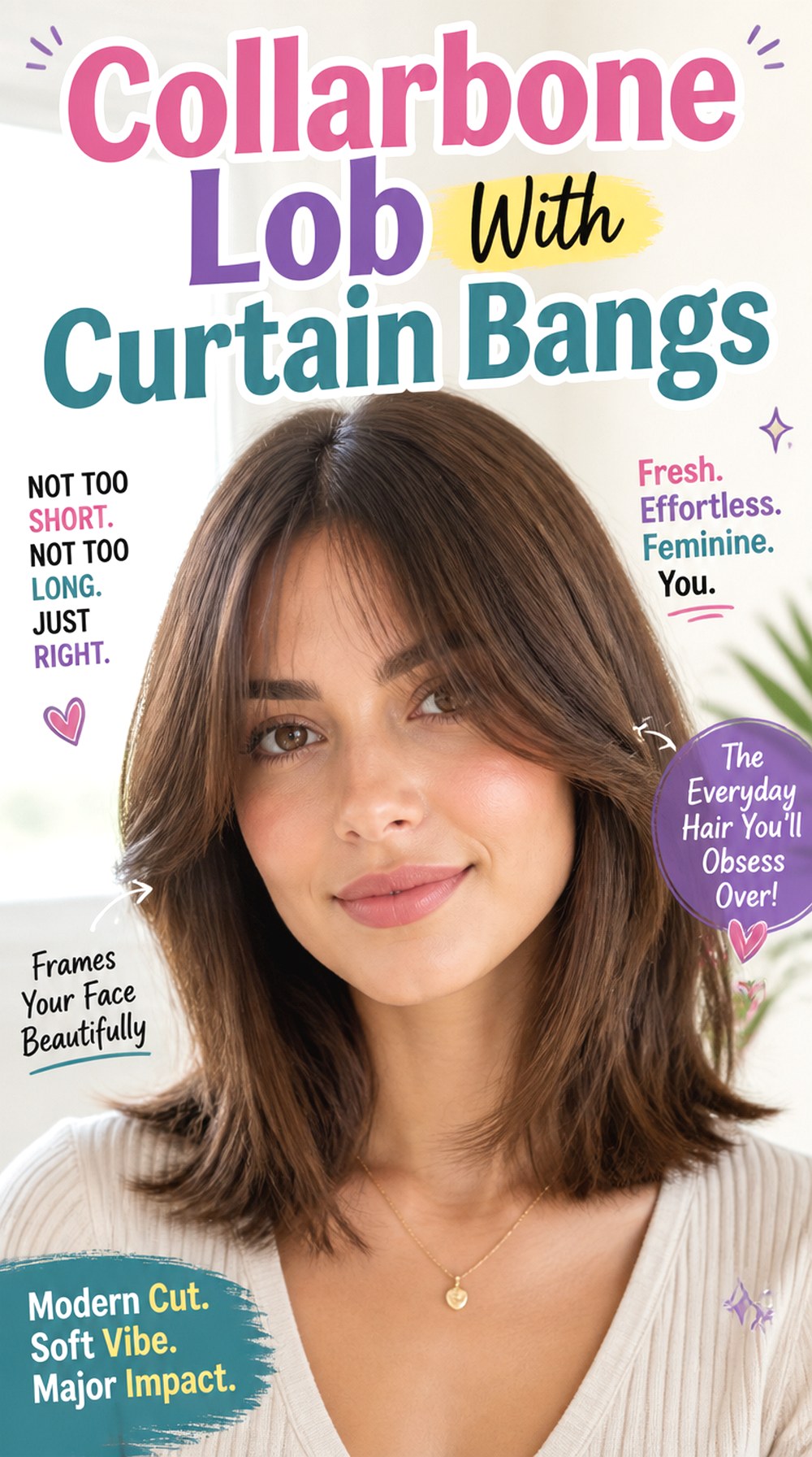 Collarbone Lob With Curtain Bangs