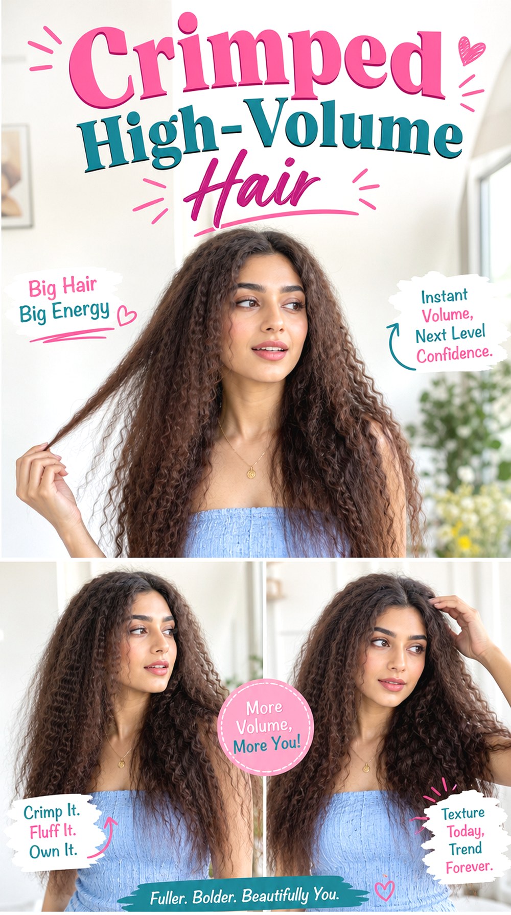 Crimped High-Volume Hair