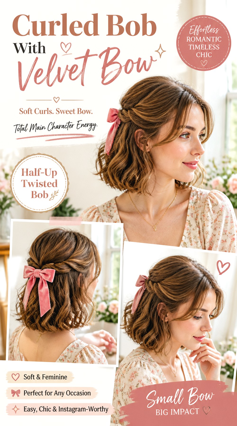 Curled Bob With Velvet Bow