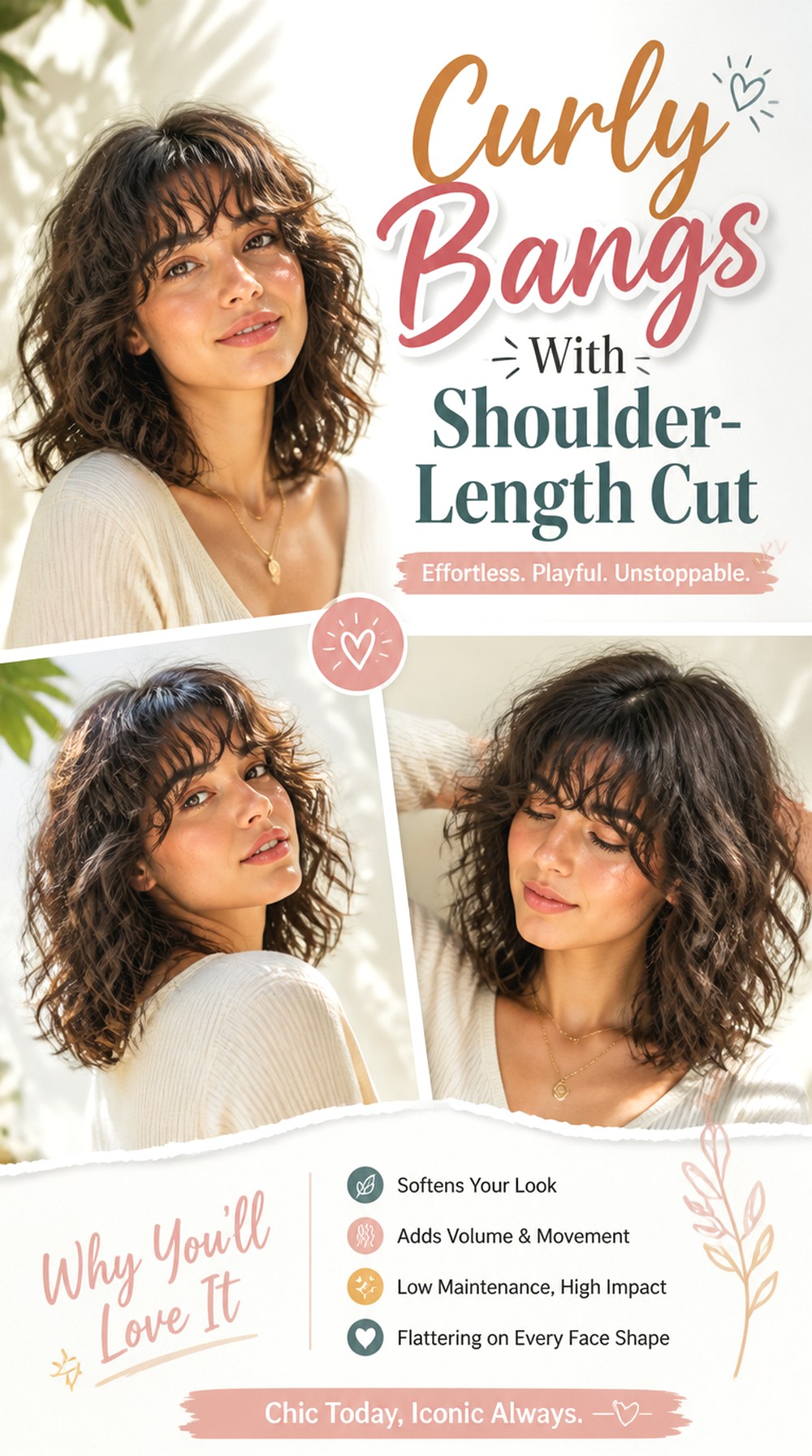 Curly Bangs With Shoulder-Length Cut