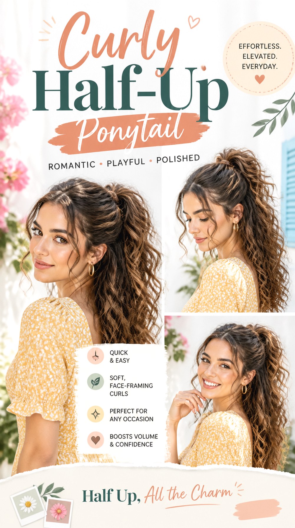 Curly Half-Up Ponytail