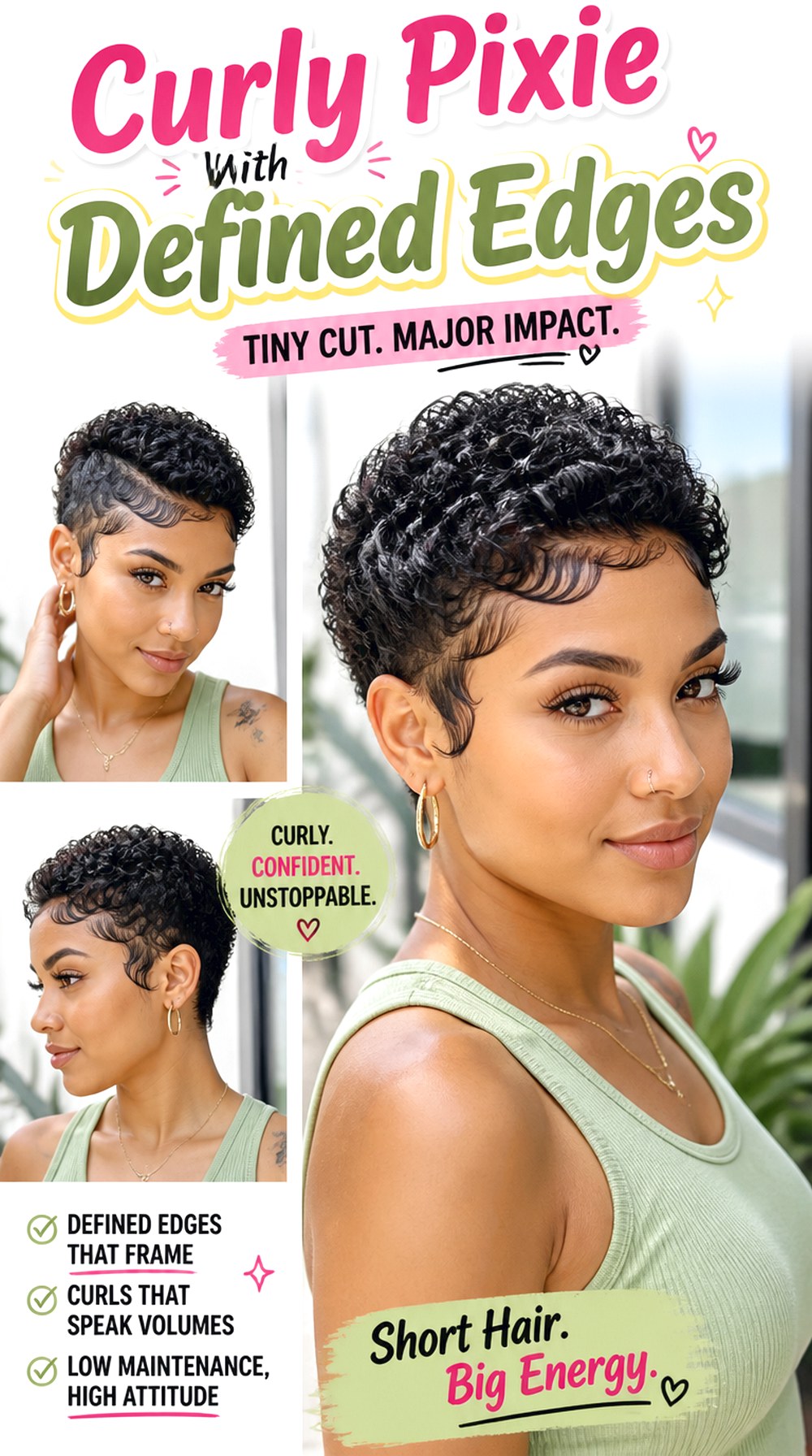 Curly Pixie With Defined Edges