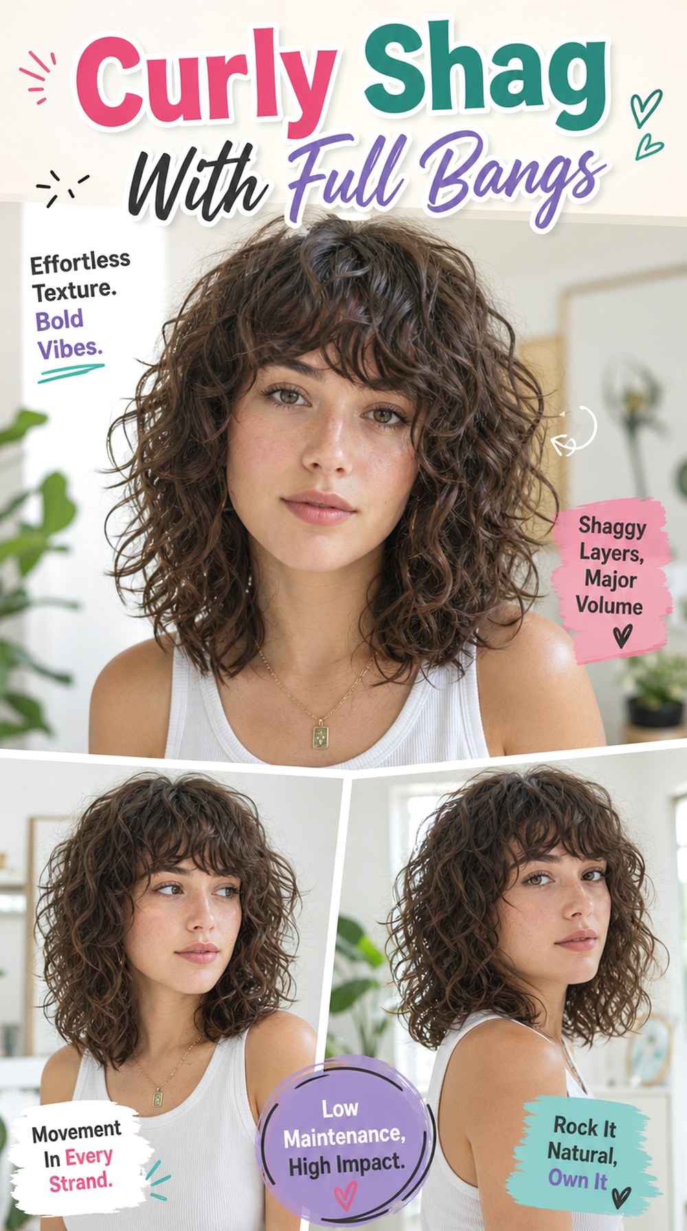 Curly Shag With Full Bangs