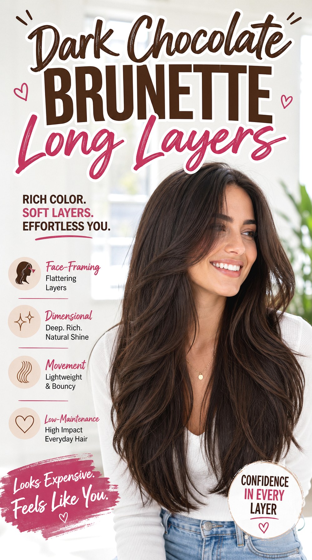 Dark Chocolate Brunette Long Layers
