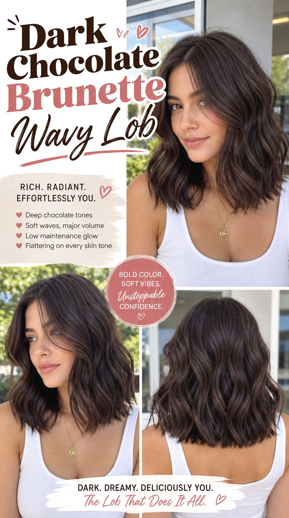 Dark Chocolate Brunette Wavy Lob