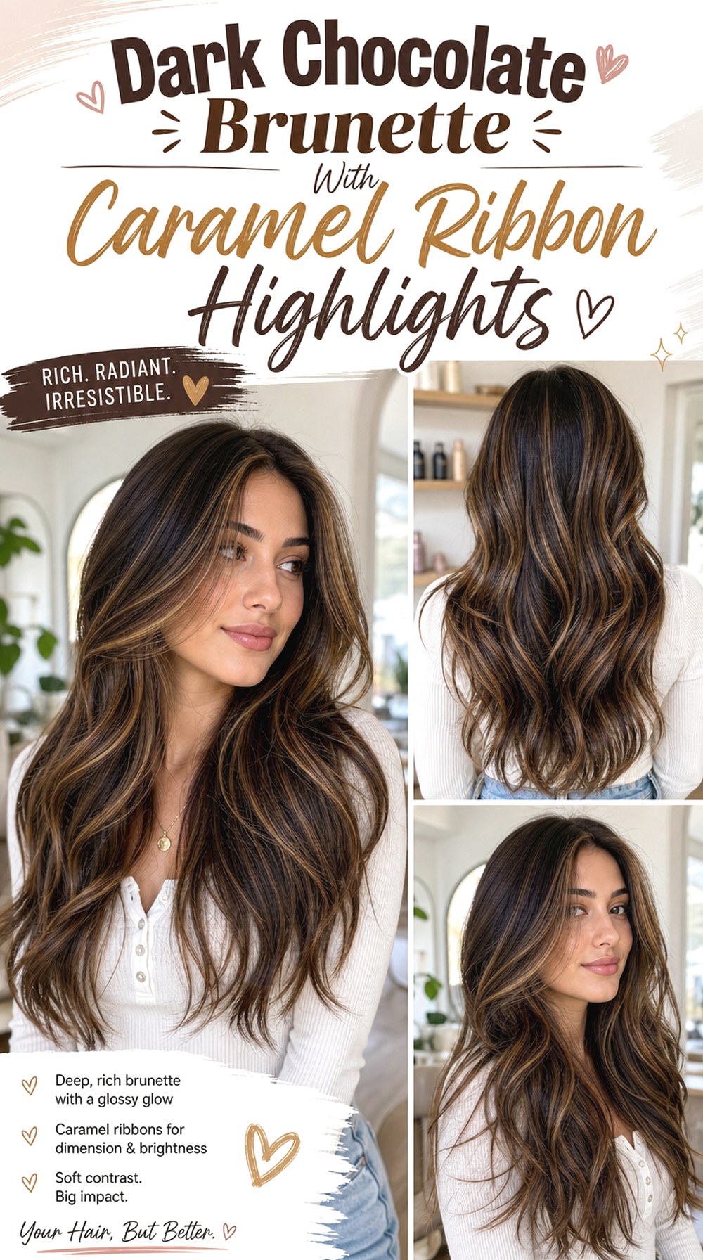 Dark Chocolate Brunette With Caramel Ribbon Highlights