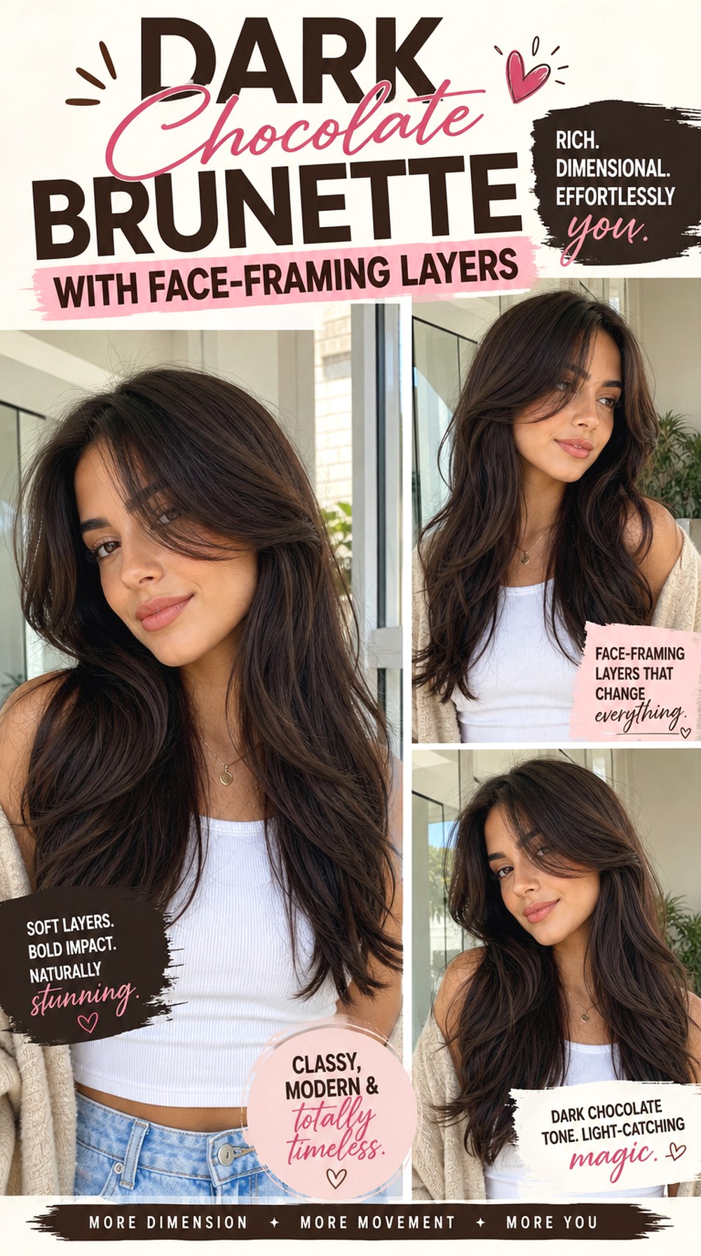 Dark Chocolate Brunette With Face-Framing Layers
