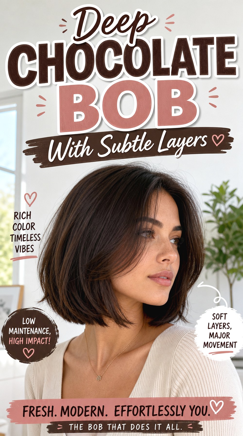 Deep Chocolate Bob With Subtle Layers