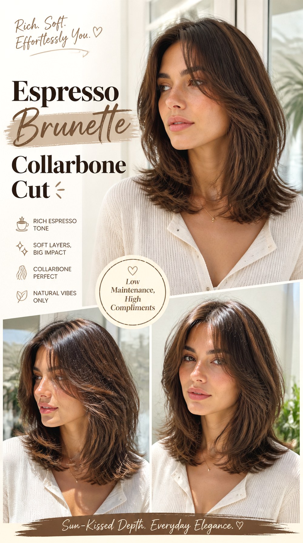 Espresso Brunette Collarbone Cut