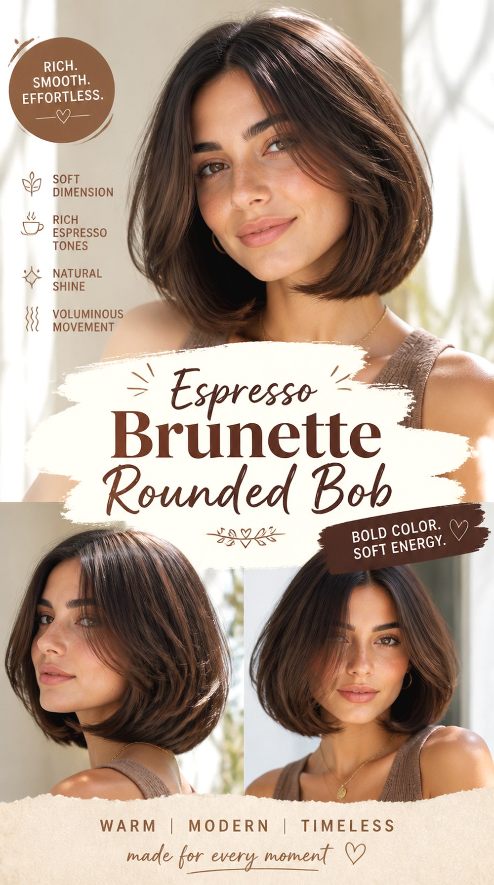Espresso Brunette Rounded Bob