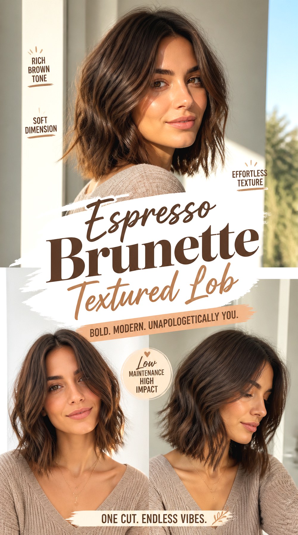 Espresso Brunette Textured Lob
