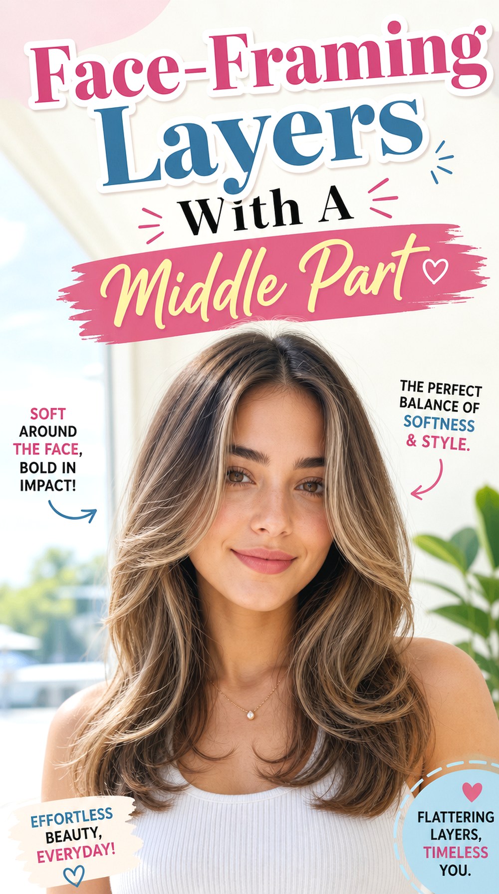 Face-Framing Layers With A Middle Part