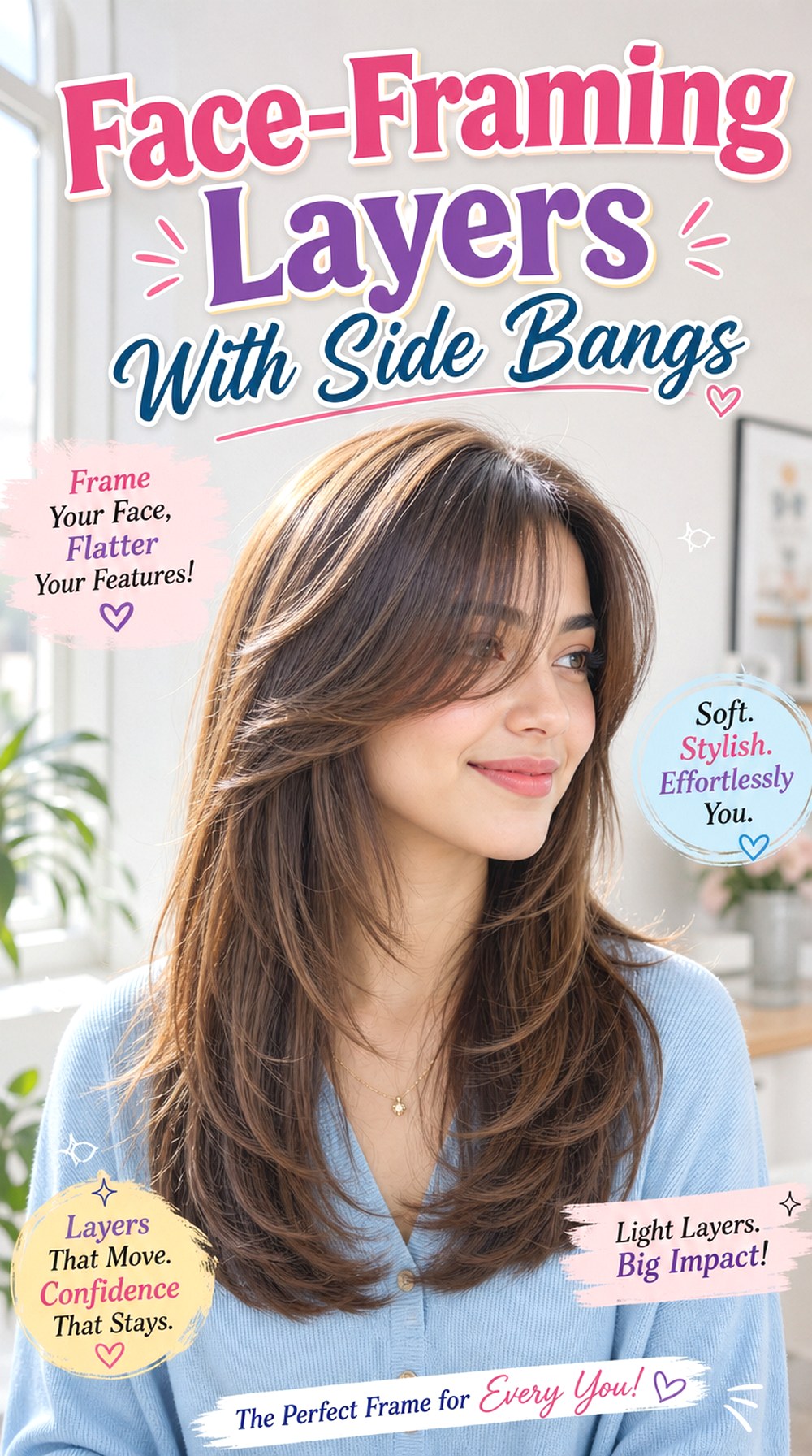 Face-Framing Layers With Side Bangs