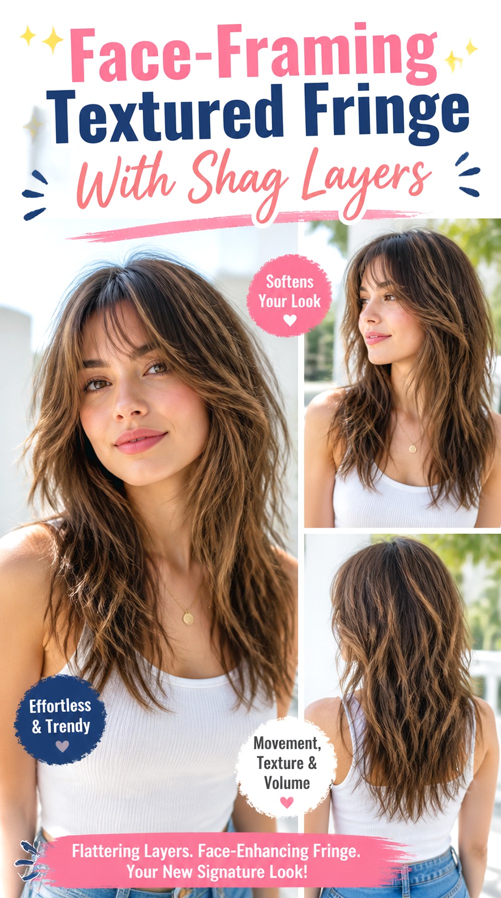 Face-Framing Textured Fringe With Shag Layers